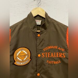 Vintage 1977 Steinbach A&W Stealers Baseball Championship Team Jacket, Size 42